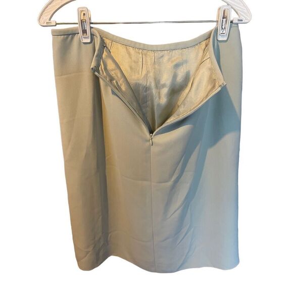 Unbranded Pastel Green Fully Lined Straight Midi Chaffon Like Skirt Size Large ( - Picture 2 of 4